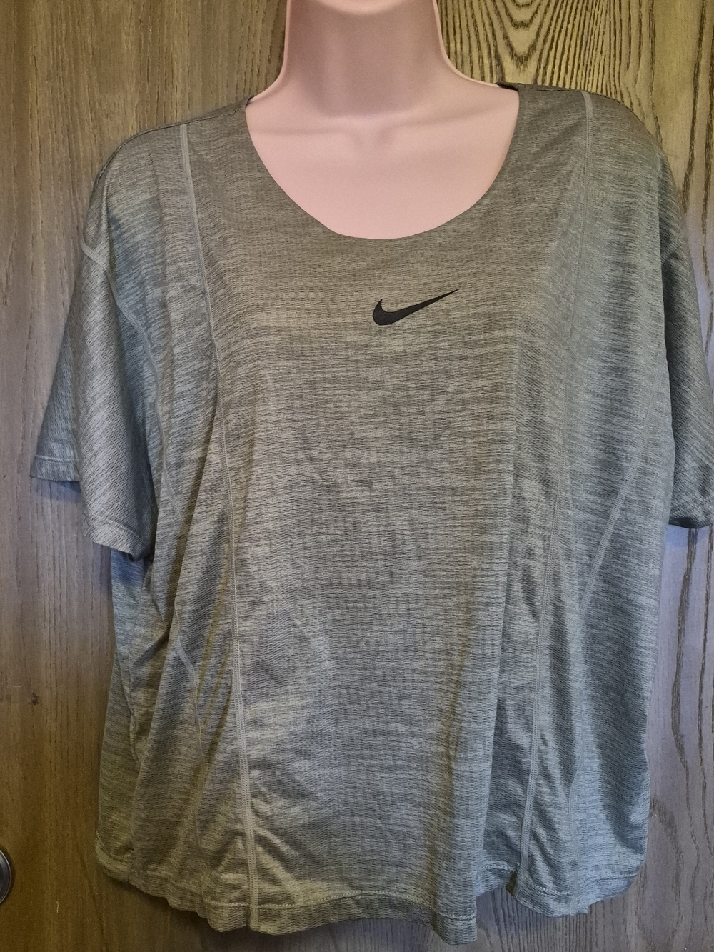 Nike Dri Fit Cropped Womens  Green Heather Workout Top Shirt Size XL